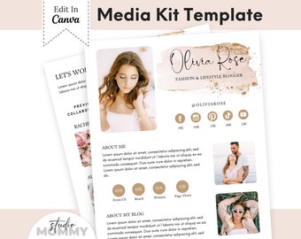 Plantilla de kit de medios rosa Canva, kit de medios para influencers, kit de medios para creadores de contenido, kit de medios Canva, kit de medios de TikTok, kit de medios de Instagram - A15