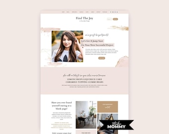 WordPress Theme - Feminine Pink WordPress Template: Elegant Kadence Design - Find The Joy by Studio Mommy A15