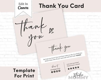 Modèle de carte de remerciement rose : encart petite entreprise (téléchargement numérique) - A22