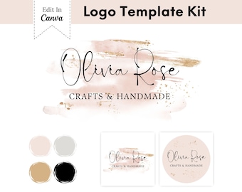 Pink Logo Design Simple Feminine - Minamalist Logos Editable  - Business Logo Canva Template - Editable Logo Design - Blog Title - A15