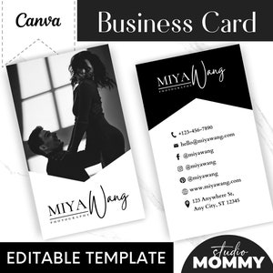 Business Card Template - Canva Business Card Design - Black Business Card - Editable Business Card - Branding - Blogger Card - A09