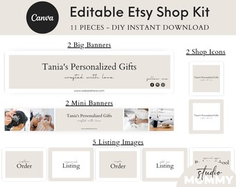 Etsy Shop Kit, Etsy Banner Set, Etsy Banner Shop Kit, Etsy Banner Canva, Etsy Banner and Logo, Banner Kit, Etsy Branding Kit Template - A08