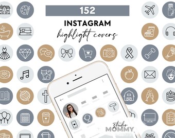 Blue Instagram Highlight Covers – Story Icons (Digital Download) - A11 Studio Mommy