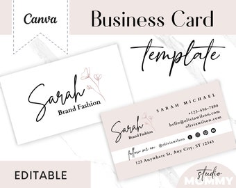 Business Card Template - Canva Business Card Design - Pink Business Card - Editable Business Card - Blush Branding - Studio Mommy A10