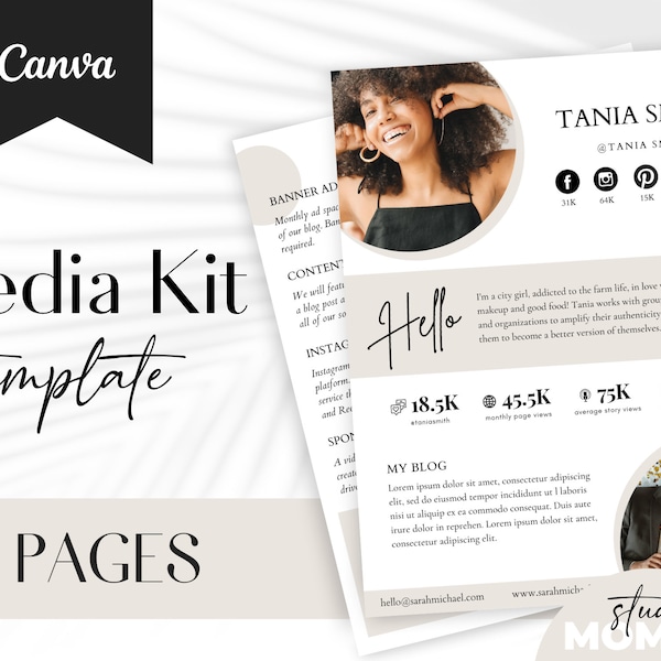 Modèle de kit média Canva, kit média pour influenceurs, kit média pour créateur de contenu, kit média Canva, kit média TikTok, kit média pour blogueur - A08