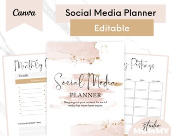 Agenda modifiable pour les réseaux sociaux - Modèle Canva (Imprimable numérique) - Studio Mommy A15