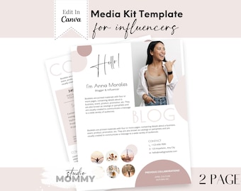 Modèle de kit média pour influenceurs : tableau des tarifs modifiable Canva (téléchargement numérique) - A22 Studio Mommy