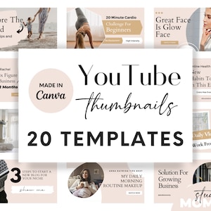 Pink YouTube Thumbnails - YouTube Kit - YouTube Brand Kit - YouTube Canva - YouTube Templates - Canva Template - Branding Package - A15