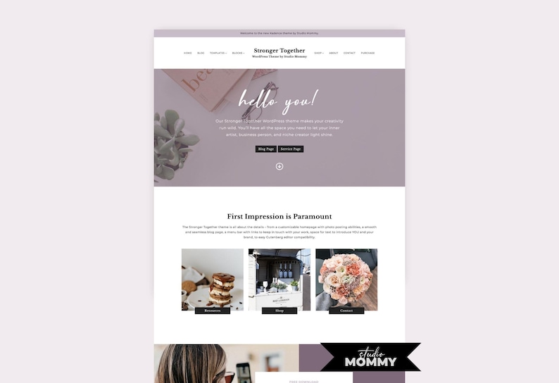 WordPress Theme - Purple Kadence WordPress Design: Bloggers & Coaches Website Template - Stronger Together by Studio Mommy A17 image 2