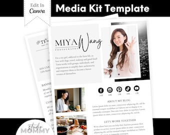 Plantilla de kit de medios de Canva, kit de medios para influencers, kit de medios para creadores de contenido, kit de medios de Canva, kit de medios de TikTok, kit de medios de Instagram - A09