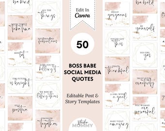 50 citations motivantes Canva sur les réseaux sociaux - PNG et lot de modèles - A15 Studio Mommy