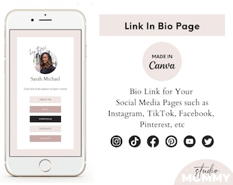 Link In Bio Canva Template - Link In Bio Instagram TikTok Facebook Pinterest Blogger - Bio Link Landing Page - Bio Link Website  - A10