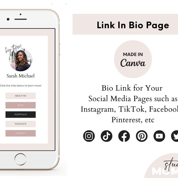 Link In Bio Canva Template - Link In Bio Instagram TikTok Facebook Pinterest Blogger - Bio Link Landing Page - Bio Link Website  - A10