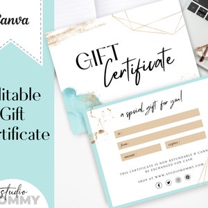 Gift Certificate Template Printable and Editable - Gift for Women - Gift Voucher Template Printable - Gift Voucher Etsy - Gift Card - A18