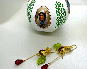 Pomegranate Anar Earrings, Persian Style Jewelry