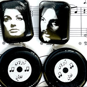 Googoosh, Persian Singers Koorosh Yaghmaei, Gole Yakh, Persian Unique Jewelry, Lightweight Wooden Earrings, Persian Gifts for Yalda, Nowruz