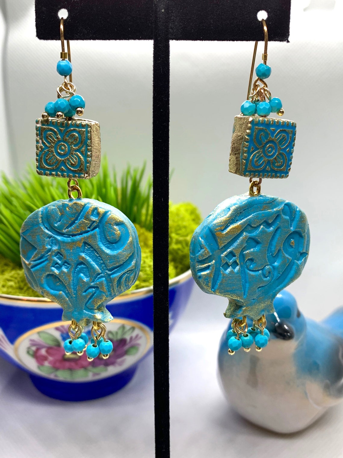 Persian Pomegranate Turquoise Earrings Farsi/Arabic Etsy