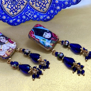 Persian Qajar Ghajar Earrings, Persian Art, Persian Mother&#39;s Day Gift, Persian Jewelry, Unique Earrings Norooz Norouz Norooz Gift