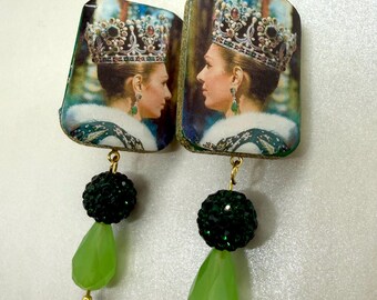 Persian Pahlavi Royal Earrings, Shahbanou Farah Coronation Memorabilia