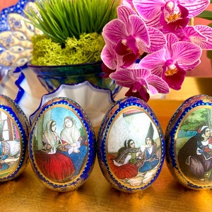 Haftsin Set of 4 Eggs,  Qajar Art Norooz Persian New Year, Persian Home Decor, Eggs for Haftseen Haft sin ,Persian Art, Persian Calligraphy