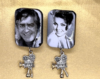 Persian Style Jewelry, Fardin & Forouzan Persian Movie Stars Earrings, Handmade Wood Jewelry