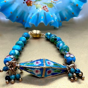 Persian Jewelry, Minakari Persain Bracelet, Small Bracelet for Small Wrist, Persian jewelry, Magnetic clasp, Unique Persian Gifts for Women