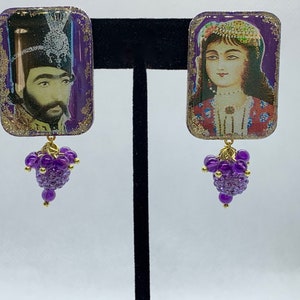 Persian Jewelry, Qajar Ghajar Art  Persian Earrings, Middle Eastern Jewelry , Lightweight, Persian Gift for Nowruz Norouz Norouz, Yalda Gift