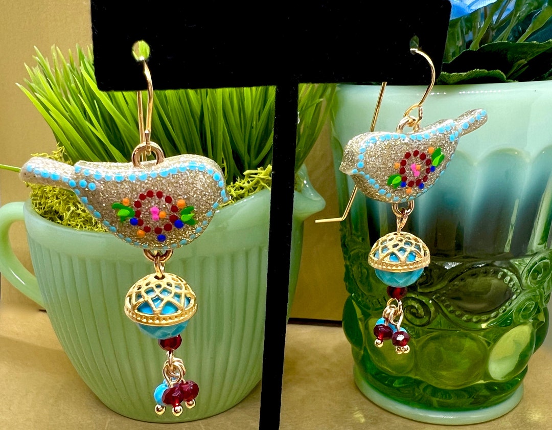 Persian Jewelry, Persian Amen Bird, Persian Earrings With Turquoise
