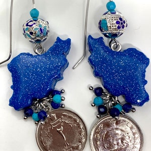 Map of Persia, Handmade in USA Persian Earrings, Persian handmade, Nowruz Gift Persian 2 Rial Coin, Eggs Sold Separately Persian handmade