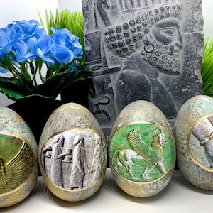 Haftsin Set Haftseen Persian Norooz Nowruz Norouz Set of 4 wooden Decoupaged Eggs Achaemenid Empire 550-330 BC Ancient Persian  New Year