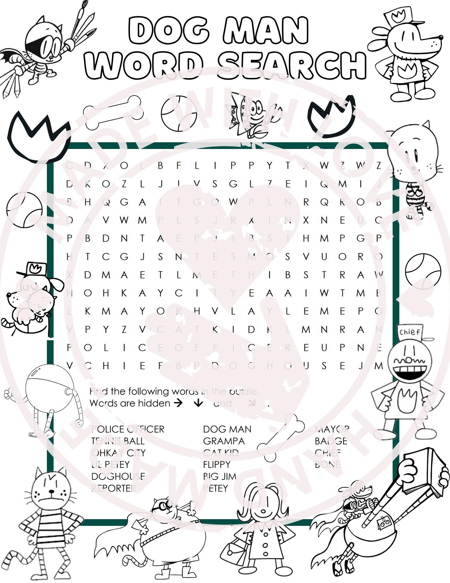 dog-word-puzzle-etsy for Dog Man Word Search Printable Free Dog Word Puzzle - Etsy for Dog Man Word Search Printable Free