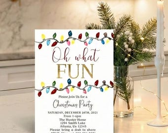 Festive Lights Holiday Invitation - Printable Editable Template