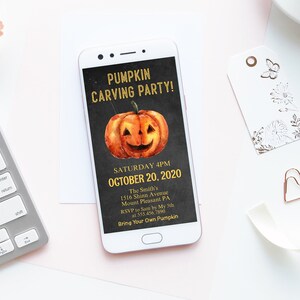 Halloween Pumpkin Carving Electronic Invite Mobile Invite INSTANT DOWNLOAD