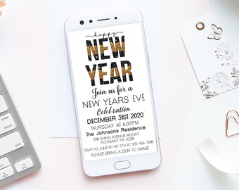 New Years Eve Happy New Years Party Electronic Invite Mobile Invite INSTANT DOWNLOAD