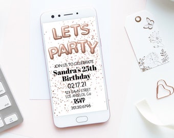 Birthday Party Mobile Invite Evite e-invitation Electronic INSTANT DOWNLOAD