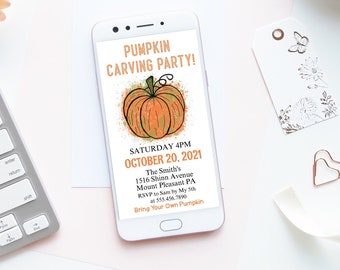 Pumpkin Carving Invitation: Editable Halloween Card - Digital Download