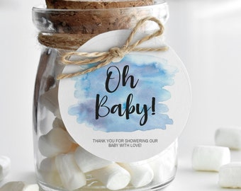 Baby Shower Favor Tags: Editable Round Labels - Printable PDF