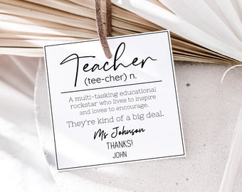 Teacher Appreciation | Printable Teacher Tag | Gifts For Teachers | Teacher End Of Year Gift | Thank You Gift Ideas | Corjl