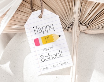 Teacher Printable Gift Pencil Tag First Day of School Student PTO Personalized Tag INSTANT DOWNLOAD