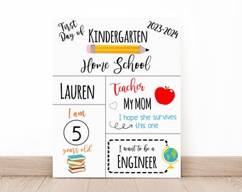 Back to School Kids 8x10, 11x14, 16x20 Printable Sign First Day of School Editable INSTANT DOWNLOAD