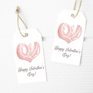 Heart Valentine Gift Tag, Galentines Valentine&#39;s Printable, Valentines Tag Favors INSTANT DOWNLOAD