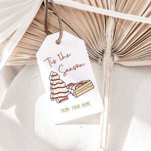 Edytowalny Tis the Season Christmas Cake Holiday Gift Tag Wydrukuj Corjl NATYCHMIASTOWE POBIERANIE
