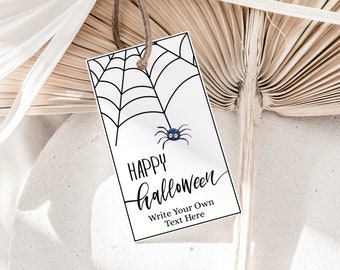 Halloween Gift Tag: Spider Web Design (Printable, Editable Template)