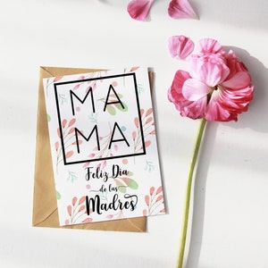 Dia de las Madres Spanish Printable Card for Mom, Greeting Card, Mothers Day Card Instant Download Card