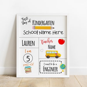 Back to School Kids Printable Sign First Day of School Editable INSTANT DOWNLOAD