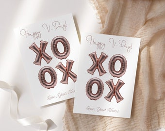 Love XOXO Foil Balloons Valentine Tag, Editable, Valentines, Printable Card INSTANT DOWNLOAD