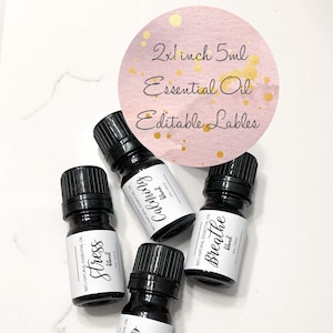 Custom Oil 5 ml Labels Glass Bottle Printable Editable Oil Blends INSTANT DOWNLOAD