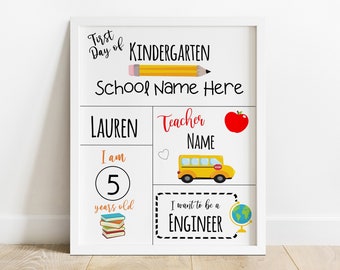 Back to School Kids Printable Sign First Day of School Editable INSTANT DOWNLOAD