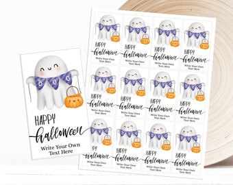 Printable Halloween Ghosts Pumpkin Gift Tag Personalized Editable INSTANT DOWNLOAD