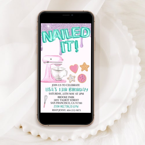 EDITABLE Baking Birthday Invitation Kitchen Party Invite - Etsy